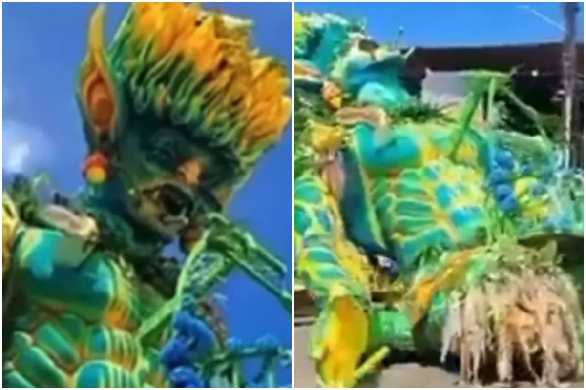 Veja momento em que alegoria do Boi Caprichoso desaba em Parintins